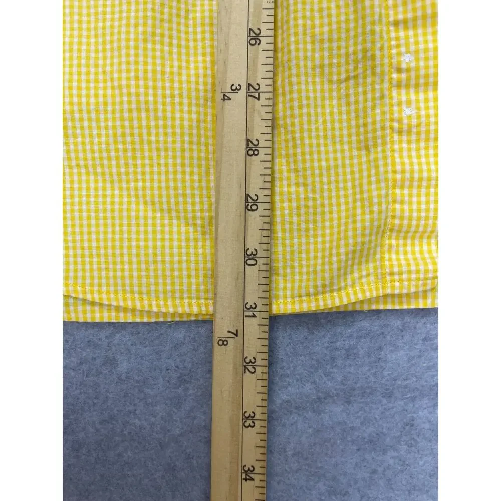 Banana Republic Shirt Men's XL Yellow Gingham Checks Long Sleeve Button Up‎